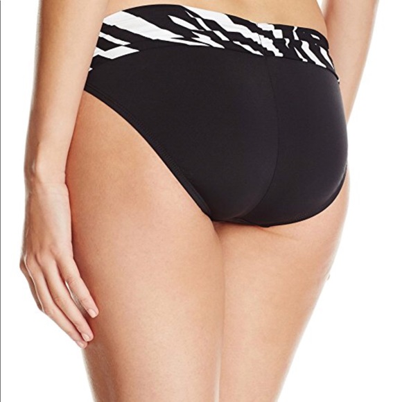 New La Blanca Sevilla shirred bikini bottom black white swim suit size 12 - Picture 2 of 6